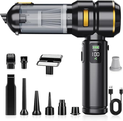 23000PA Portable Cordless Car Vacuum Cleaner,with Digital Display and 3-Speed Suction,Mini Handheld Vacuum for Car,LED Light,One-Touch Dust Emptying,Multiple Functions and Fast Charging