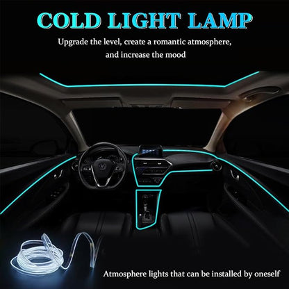 EL Wire Car Interior LED Strips Lights, 16FT 5V USB Auto Neon Light Strip, Electroluminescent Vehicle Interior Ambient Lighting Decor Accessories, Universal for RV, SUV, Truck (White)
