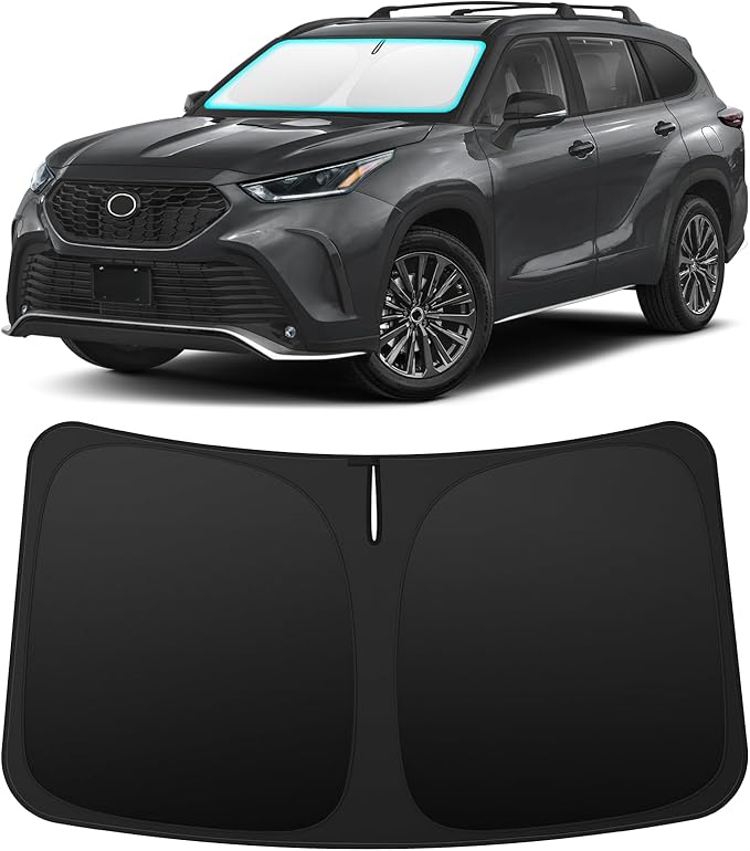 INSAUTO Custom Fit Windshield Sun Shade Accessories for Toyota Highlander 2020-2026, Foldable Front Window Sunshade, UV & Heat Reflector, Keeps Interior Cool, Includes Storage Bag