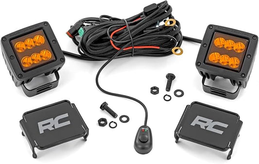 Rough Country 2 Inch Black Series LED Light Pods | Spot | Amber - 70903A