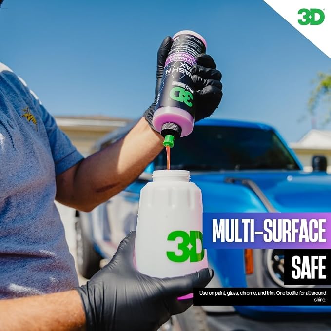 3D Wash N Wax Car Wash Soap - pH Balanced, Easy Rinse, Scratch Free Soap with Wax Protection - 16oz.