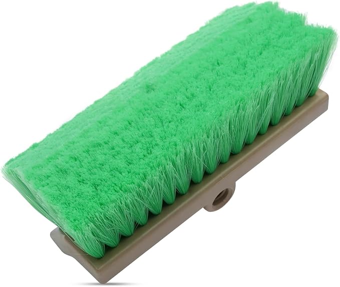MICRO TEC 10" Truck Wash Brush Head - Soft Bristle Car Wash Brush, RV Boat Cleaning Brush, Bi-Level Auto Detailing Brush, Chemical Resistant Vehicle Wash Brush Head, Green - Pack of 1