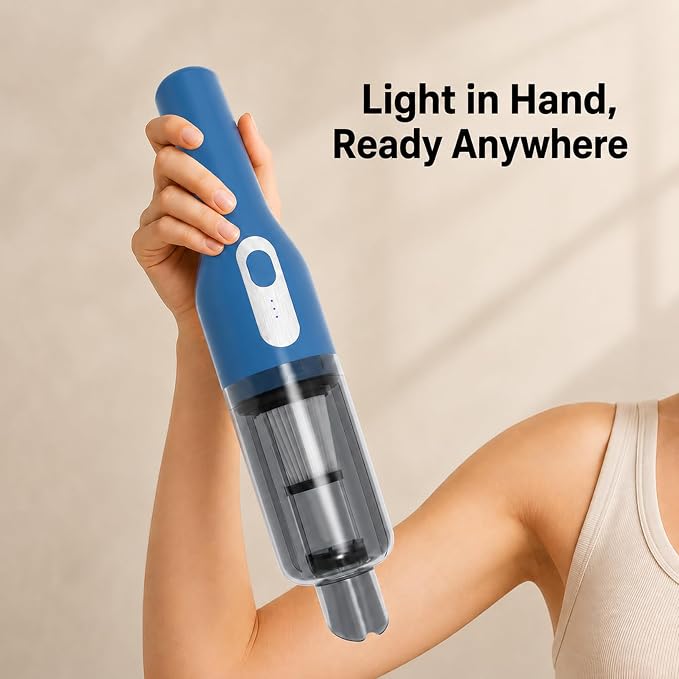 catsMeow Cordless Handheld Vacuum, Lightweight Portable Car Vacuum Cleaner with Crevice & Brush Tools, USB-C Rechargeable, Ideal for Cars, Quick Cleanups & Tight Spaces