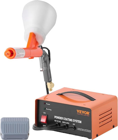 VEVOR Powder Coating System, 50KV Electrostatic Output Powder Coating Kit with Foot Switch, Spray Gun, Nozzles and Powder Cups, Powder Coating Equipment for Home DIY and Commercial Production