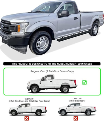 APS Wheel to Wheel Running Boards 5in Compatible with Ford F150 2015-2026 Regular Cab 6.5ft Bed & F-250 F-350 Super Duty 2017-2026 (Nerf Bars Side Steps Side Bars)