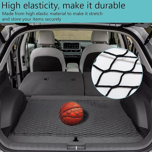 BestEvMod for Ioniq5 Cargo Mesh Net Accessories,Stretchable Trunk Organizer Cargo Net Elastic Mesh with Hooks Compatible with Hyundai Ioniq 5 2022-2026 Accessories