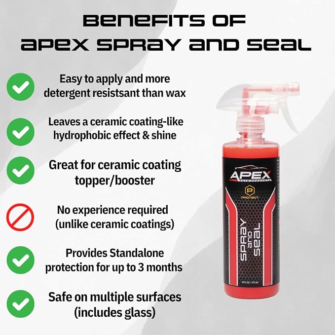 Apex Spray and Seal Bundle with Apex Wheel Cleaner - Ceramic Maintainer and Sealant - Proprietary Iron/Brake dust Remover - Professional Detailing Supplies