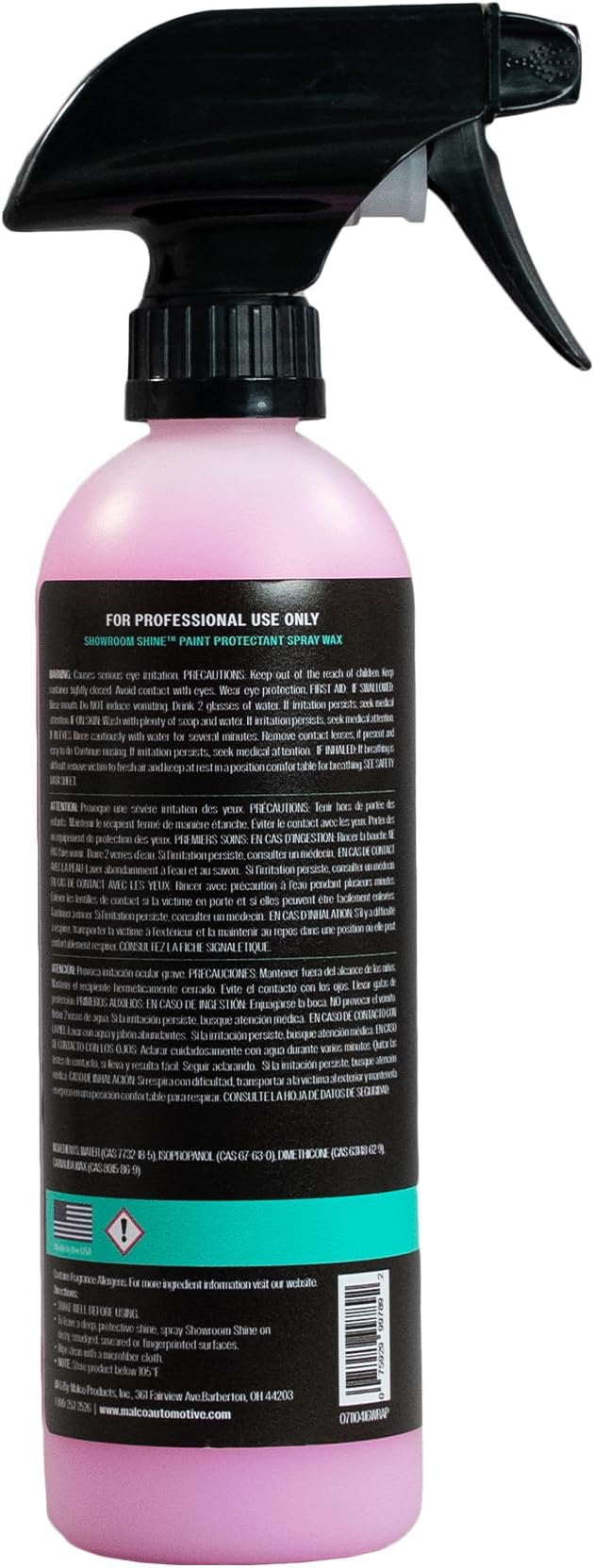 Malco Showroom Shine Spray Car Wax and Instant Detailer - Best Car Wax Spray for Professional Finish/Easy to Use Instant Detailer/Cleans and Waxes Painted Surfaces, Metal and Glass (110416)