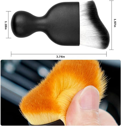 Blilo 2PCS Car Interior Detailing Brush with Dust Cover, Auto Soft Hair Cleaning Brushes, Scratch Free Curved Dirt Collectors, for Dashboard Air Conditioner Vents Leather Computer (White/Black/2PCS)