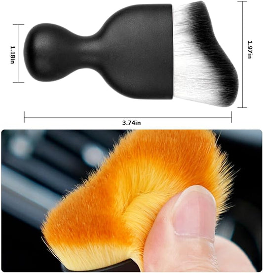 Blilo Car Interior Detailing Brush, Auto Soft Hair Cleaning Brushes, Scratch Free Curved Dirt Dust Collectors, Removal Tool for Vehicle Dashboard Air Conditioner Vents Leather (White/Black/1PCS)