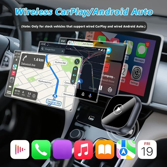 Wireless CarPlay Adapter for KIA Seltos 2024 2025 2026, Convert Wired to Wireless CarPlay Adapter Plug and Play, Fast Auto-Connect,A