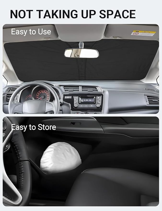 Proadsy 2026 Upgrade Front Windshield Sun Shade Foldable Sunshade Protector Custom Honda Fit 2007-2024 Fit Accessories