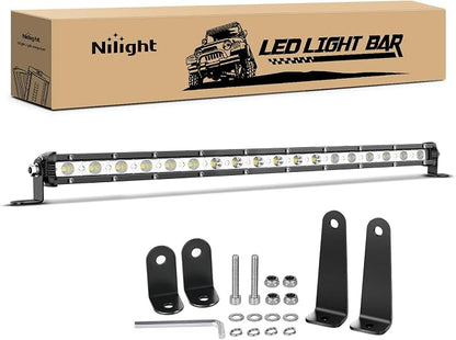 Nilight Single Row LED Light Bar Ultra-Slim Spot Flood Combo Beam Pod 20 Inch 54W Fog Driving Work Roof Bumper Lighting for Offroad 4x4 Trucks SUV ATV UTV
