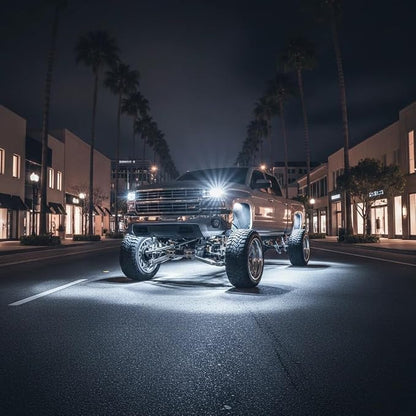 YONEDA 12 Pods White Rock Lights 6000K Pure White LED Underglow Lights IP68 Waterproof for Trucks SUV UTV ATV RZR Car Boats Motorcycle with 32.8ft Extension Wire