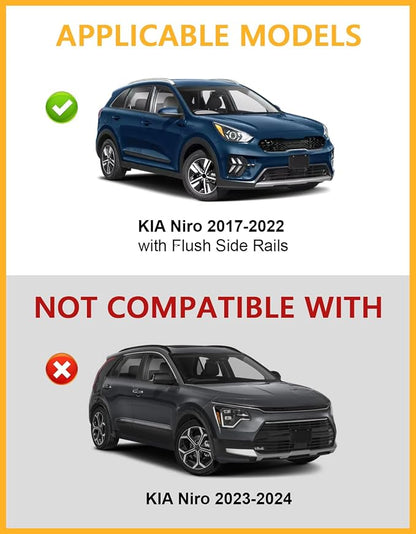 Tuyoung 300lbs Lockable Roof Rack Cross Bars Compatible with KIA NIRO 2017 2018 2019 2020 2021 2022, Heavy Duty Aluminum Roof Rails Crossbars Cargo Bars Canoe Snowboard Rooftop Black Carrier Luggage
