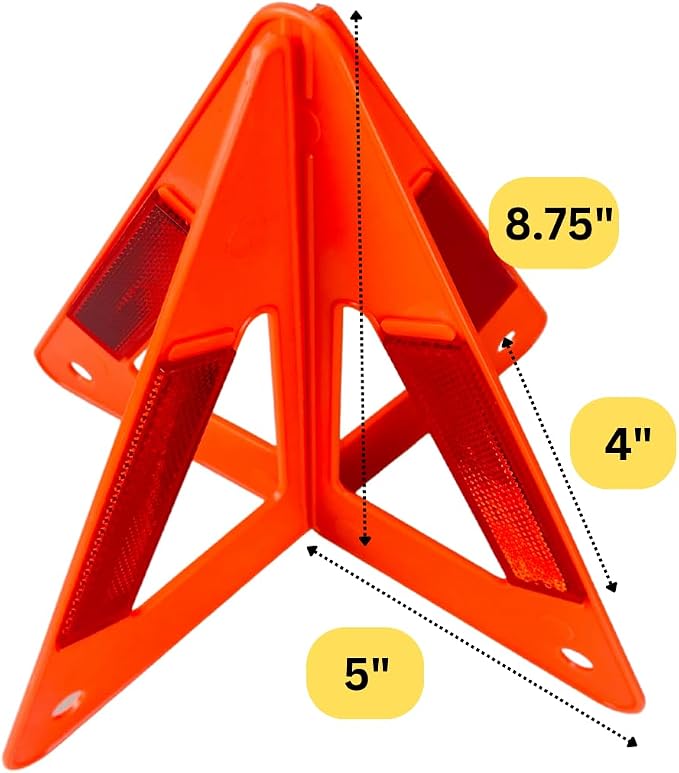 3 Piece 3D Plastic Warning Triangle for Road Safety and Emergency || High Visibility and Economical || Great for Laymen Use