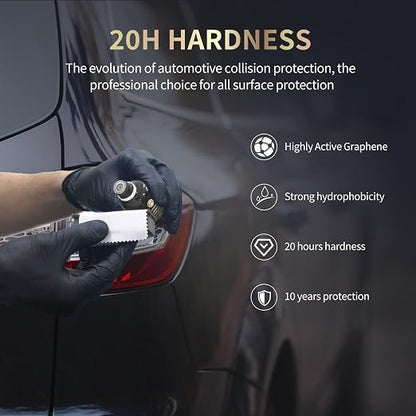 20H Advanced Graphene Ceramic Coating for Cars, Ceramic Car Auto Detailing kit (70ml), 10+ Years of Long Lasting Protection,Ultra High Gloss,Apply After Car Wash & Paint Correction