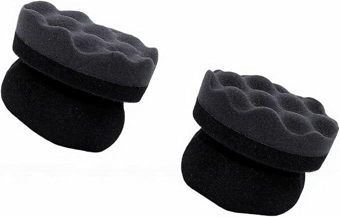 2PCS Tire Dressing Applicator Sponge, Wave Contoured Wheel Tire Detailing Applicator, Reusable Hex Grip Dressing Pad for Car Protection & Shine, Black (Small Size)