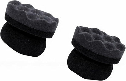 2PCS Tire Dressing Applicator Sponge, Wave Contoured Wheel Tire Detailing Applicator, Reusable Hex Grip Dressing Pad for Car Protection & Shine, Black (Small Size)