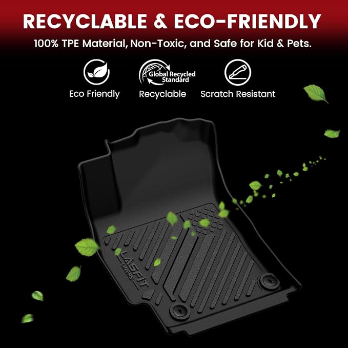 LASFIT Floor Mats & Cargo Mat for Hyundai Elantra Manual 2021-2026(Only Fit Gas) / Elantra N Manual 2022-2026,All Weather TPE Custom Fit Floor Liners Car Mats & Trunk Mats Accessories, Black