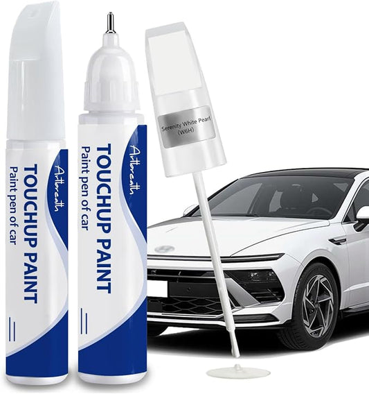 Serenity White Pearl（W6H） Touch Up Paint for Hyundai-Exact Match–Chips and Nicks Car Paint Scratch Repair Kit Automotive Paint Pen for Accent/Creta/Elantra/TUCSON/SANTA