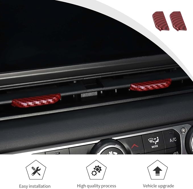 JWWY for Jeep JL Vent Air Outlet Adjustment Cover Trim Fit for 2024-2025 Jeep Wrangler JL JLU Gladiator JT 4xe Interior Accessories 2pcs Red Carbon Fiber