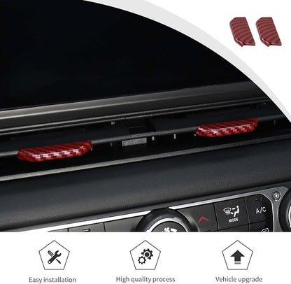 JWWY for Jeep JL Vent Air Outlet Adjustment Cover Trim Fit for 2024-2025 Jeep Wrangler JL JLU Gladiator JT 4xe Interior Accessories 2pcs Red Carbon Fiber