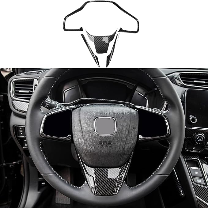 15PCS Full Interior Decoration Cover Center Consoles Instrument Panel Dashboard Trim Central Side Air Outlet Steering Wheel Moulding Trim Kits For Honda CRV 2017-2022 Carbon Fiber