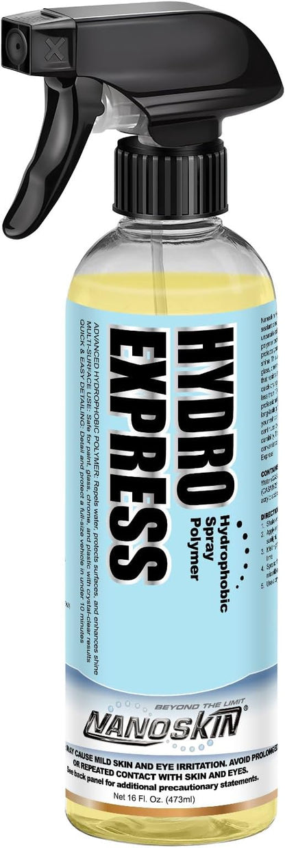 Nanoskin HYDRO EXPRESS Hydrophobic Spray Polymer 16 Oz - Advanced Formula for Vehicle Protection, Long-Lasting Gloss, Enhanced Shine, Professional and Peerless Performance in all Weather Conditions