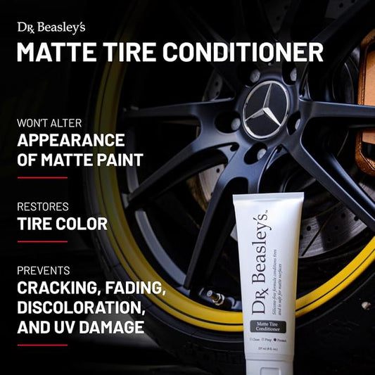 Dr. Beasley's Matte Tire Conditioner 1 Gallon for Auto - Restores Faded Tires to Black, Protects from UV & Surface Cracking, Won't Harm Matte Surface