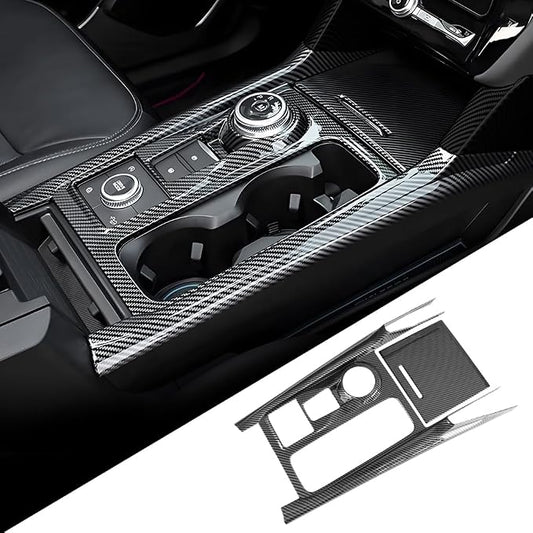 Car Center Console Gear Shift Panel Trim Cover for Ford Explorer 2020 2021 2022 2023 2024 Auto Interior Decorations Accessories Central Control Protection Frame Carbon Fiber Style Kit