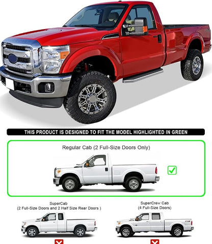 APS Polished Running Boards Style Compatible with Ford F250 F350 Super Duty 1999-2016 Regular Cab (Side Steps Side Bars) 6in Wide 304 Stainless Steel