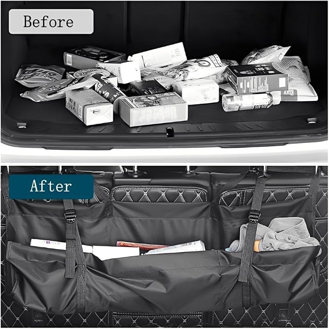 Car Trunk Organizer, Backseat Hanging Large Storage Bag with Adjustable Straps, Wear-Resistant Car Organizers and Storage, Trunk Organizer for SUV, Van, Jeep