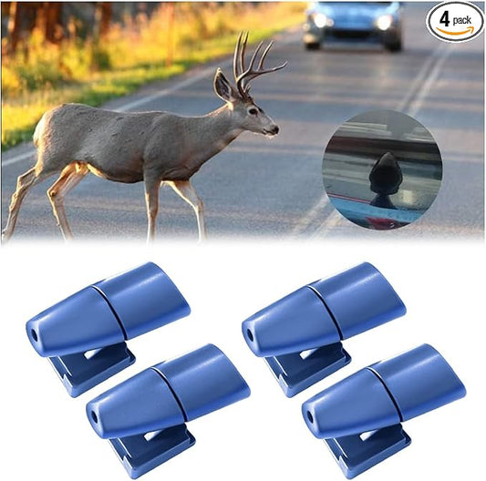 Car Deer Whistles, 4PCS Vehicle Deer Warning Devices with Adhesive Tapes, Automotive Horn Sensor Animal Repellent Alert Accessories, Universal for SUV Truck Motorcycles (Blue)