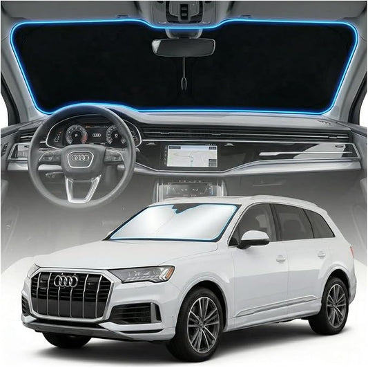 for Audi Q7 Sun Shade Windshield Cover - Custom Fit Q7 Accessories 2016-2025 2026 Sunshade Foldable UV Protection & Heat Shield Sun Visor Accessories