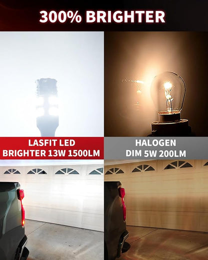 LASFIT 921 LED Bulb Reverse Lights, 912 T15 Back Up Light CANBUS Error Free W16W 906 Reversing Bulb 904 916 6000K Xenon White New Upgrade Design, Plug and Play (Pack of 2)