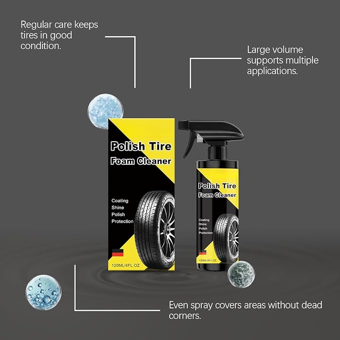 Sprayable Extra Glossy Tire Shine Spray, Long-Lasting Tire Shine for an Extreme Shine and Gloss, Rich, Dark and Consistent Finish, No Wiping or Rinsing Required