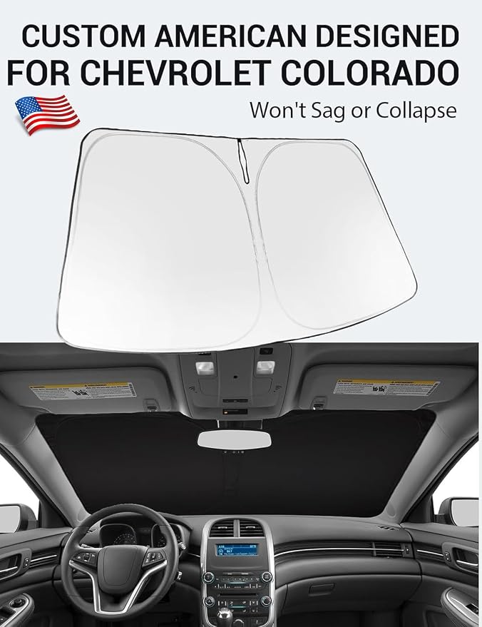 Proadsy 2026 Upgrade Windshield Sun Shade Custom Fit 2013-2015 Malibu Foldable Front Sunshade Protector Sun Visor Blocks UV Rays Keep Car Cooler