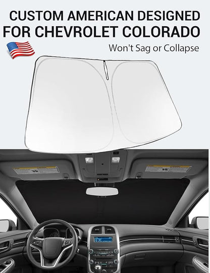 Proadsy 2026 Upgrade Windshield Sun Shade Custom Fit 2013-2015 Malibu Foldable Front Sunshade Protector Sun Visor Blocks UV Rays Keep Car Cooler