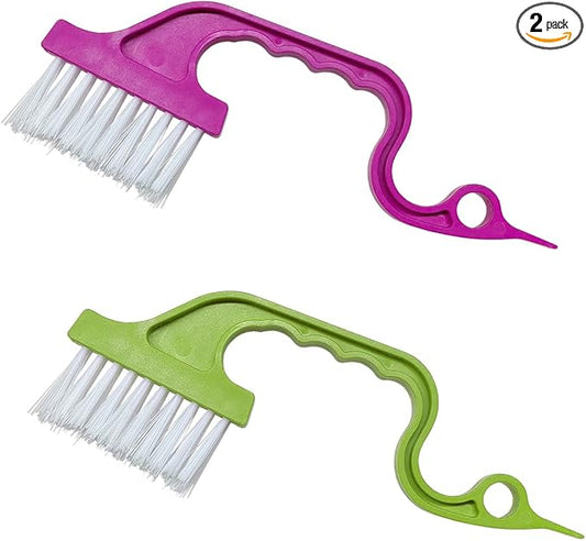 ZIMISI 2PCS Car Crevice Cleaning Brush, Window Cleaner Tool, Plastic Detailing Brush with Ergonomic Handle, Hard Bristle Window Track Cleaner, Car Cleaning Tools for Home, Bathroom (Green/Rose Red)