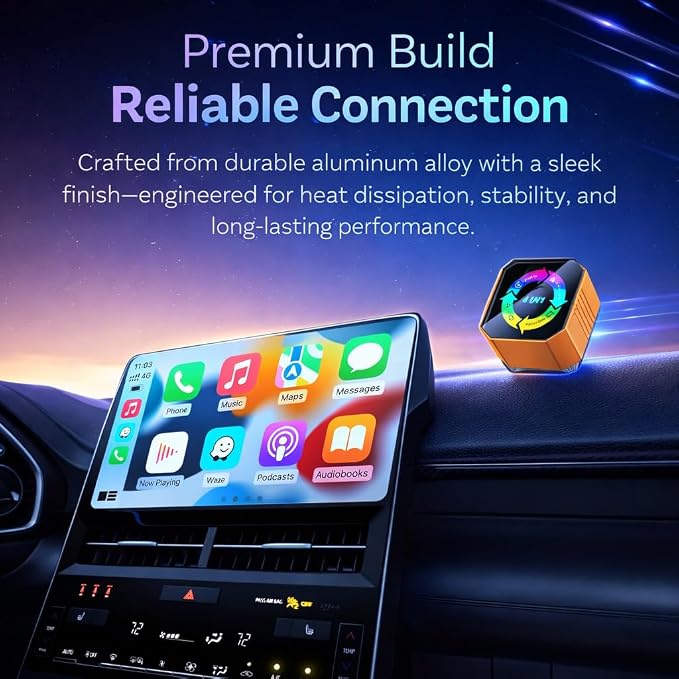 Bluradio 4-in-1 Wireless CarPlay & Android Auto Adapter | USB/USB-C plug and play adapter with Mirror Link and AirPlay for factory wired CarPlay and Android Auto cars