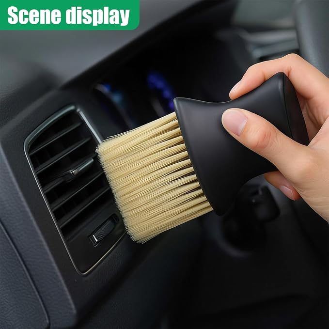 Car Interior Dust Brush, Soft Bristles Auto Exterior Cleaning Whisk Broom, No-Scratch Car Dashboard Detailing Brush, Vehicle Dusting Tool for Leather, Air Conditioner Vent (2PCS)