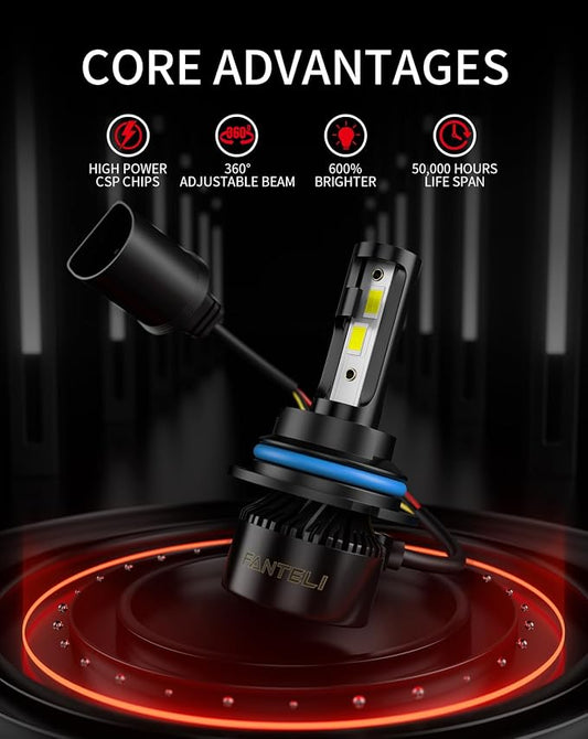 𝟫𝟢𝟢𝟦 Bulbs 6500K Cool White 40000LM 900% Brightness, 1:1 Size Plug and Play IP68 Waterproof Off-Road Lights, Pack of 2