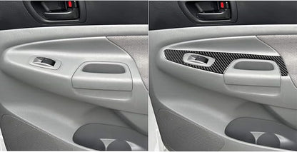 NVCNX Real Premium Carbon Fiber for Toyota 2nd Gen Tacoma Accessories 2005-2015 2006 2007 2008 2009 2010 2011 2012 2013 2014 Car Door Window Switch Cover Interior Trim Sticker Decal 6PCs - for 4-Door