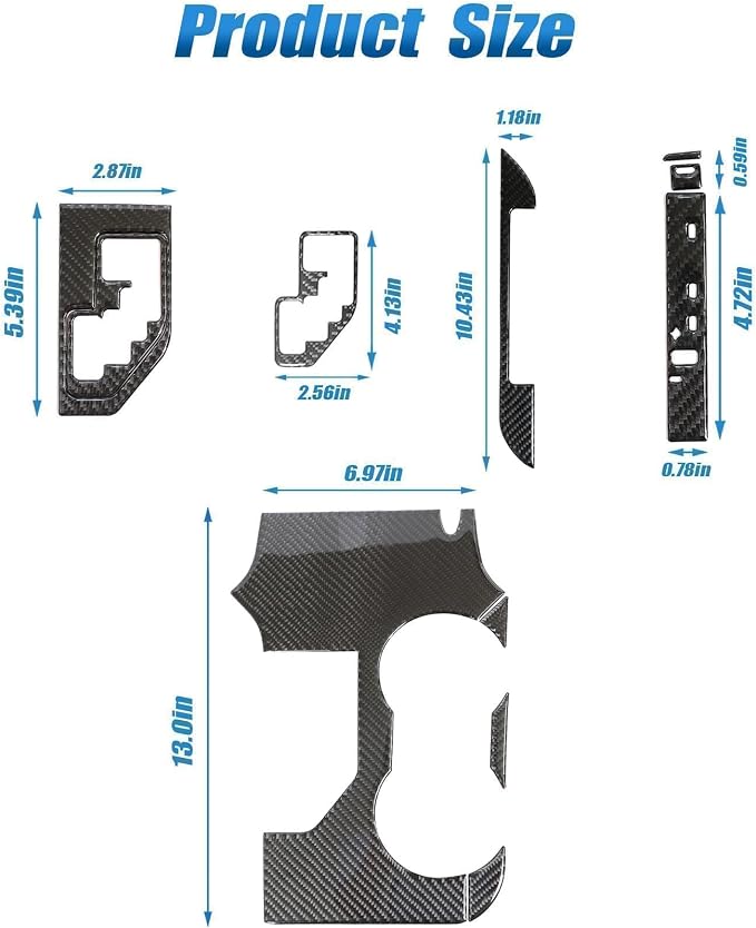 Priprilod 10PCS Carbon Fiber Interior Trim Kit Compatible with Toyota Camry 2012 2013 2014 Center Console Gear Shift Panel Cover ABS Dashboard Sticker Set Accessories