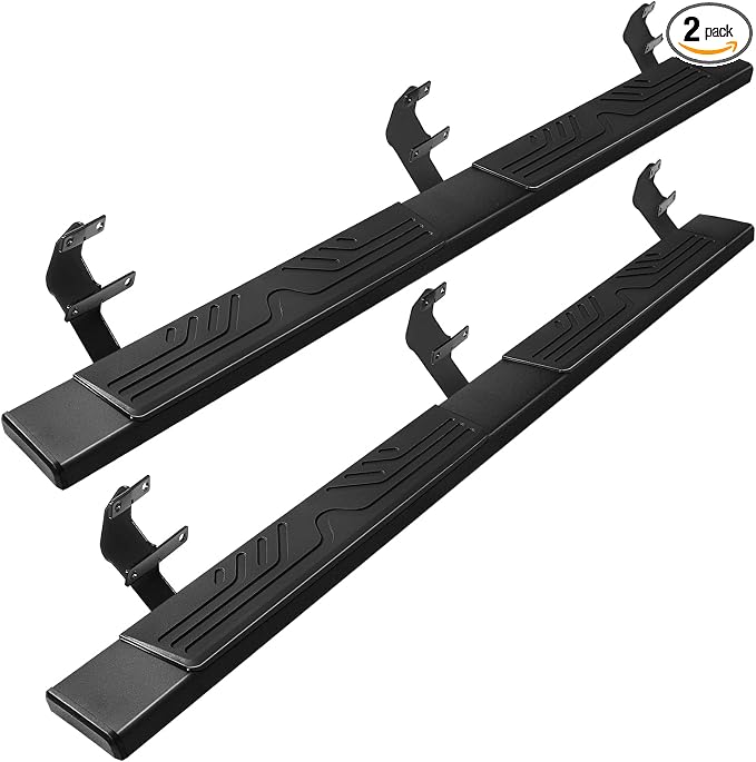PZ 6.5" Running Boards Side Steps Compatible with Ford F-150 Super Crew Cab 4-Doors 2015-2026,2017-2026 Ford F250 F350 Super Duty Crew Cab Black Aluminum Alloy Side Steps Nerf Bars Ridge Pattern
