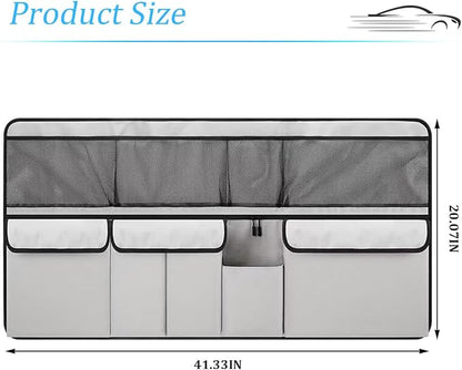 HZEL Car Trunk Organizer, Collapsible Large Capacity Vehicle Backseat Hanging Storage Bag with 9 Pockets, Automotive Interior Backseat Organizer, Universal for SUV RV Truck (Grey)