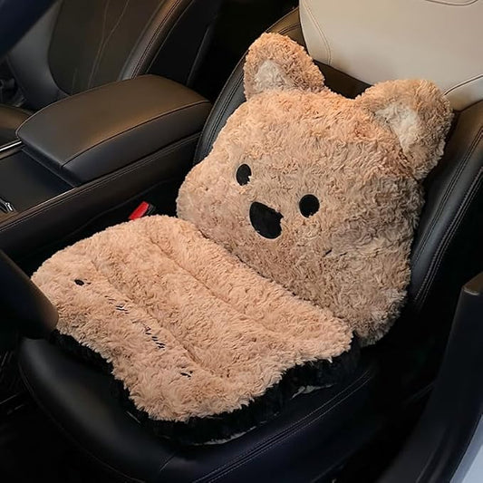 Cute Car Seat Cushion with Back Cartoon Plush Lumbar Support Pillow for Driving Seat Desk Chair Cushions for Cars Office Playroom Gaming Accessories Room Bedroom Decor