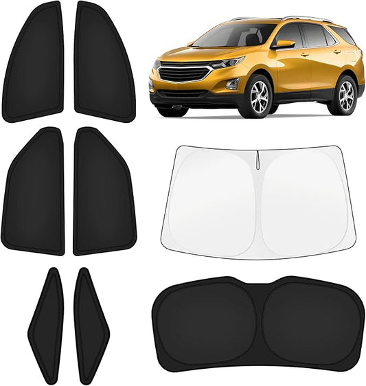KUST Car Window Shades for Chevy Equinox 2018-2024 Windshield Sun Shade Side Window Cover UV Block Privacy Protection Equinox Accessories for Camping Blackout Rear Back Full Set 8PCS