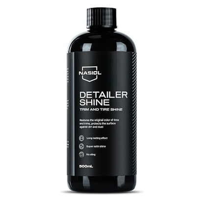Nasiol DetailerShine Tire Gel, Long Lasting Shiny Tire Dressing, Deeper&Richer Black, Ultimate UV Protection, Easy Application, Non-Greasy Formula 16.9 fl oz